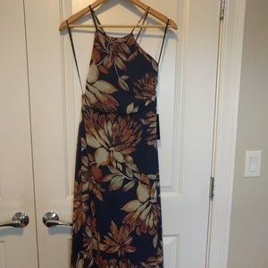 Lulus Adventure Seeker navy blue floral maxi dress